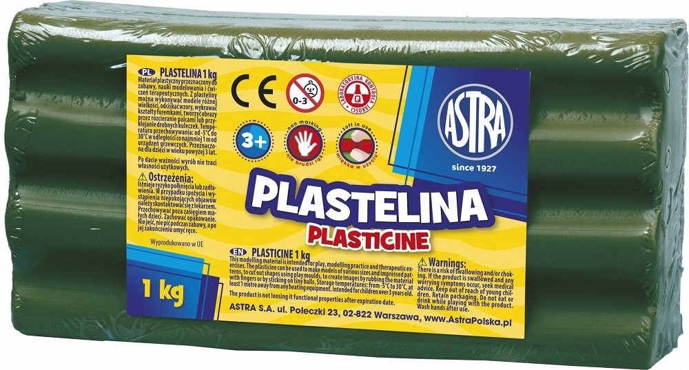 Astra Plastelina 1 kg ciemnozielona (303111019) 303111019 (5900263030255) materiāli konstruktoriem