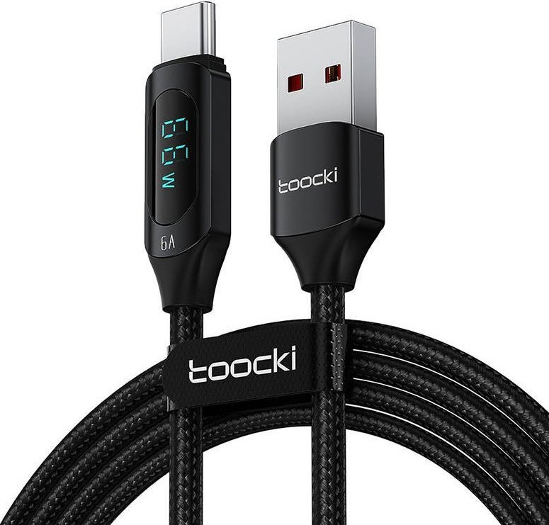 Kabel USB Toocki USB-A - USB-C 1 m Czarny (TXCT-XY01) USB kabelis