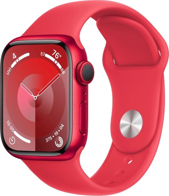 Apple Watch 9 GPS+Cellular 41mm aluminium (Product) RED | Czerwony pasek sportowy S/M Viedais pulkstenis, smartwatch