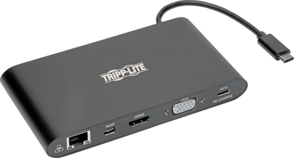 Tripp Lite USB-C Dock, Dual Display - 4K HDMI/mDP, VGA, USB 3.2 Gen 1, USB-A/C Hub, GbE, Memory Card, 100W PD Charging USB centrmezgli