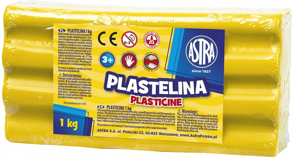 Astra Plastelina 1 kg zolta (303111002) 303111002 (5900263030132) materiāli konstruktoriem