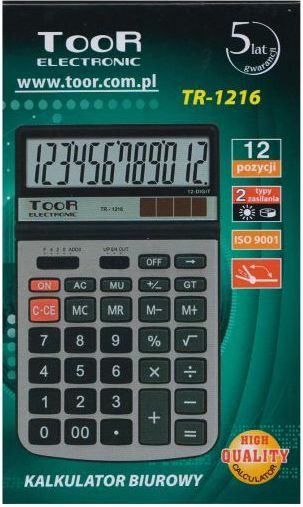 Kalkulator Toor Electronic Kalkulator 12-pozycyjny TR-1216 WIKR-0984659 (5903364217495) biroja tehnikas aksesuāri