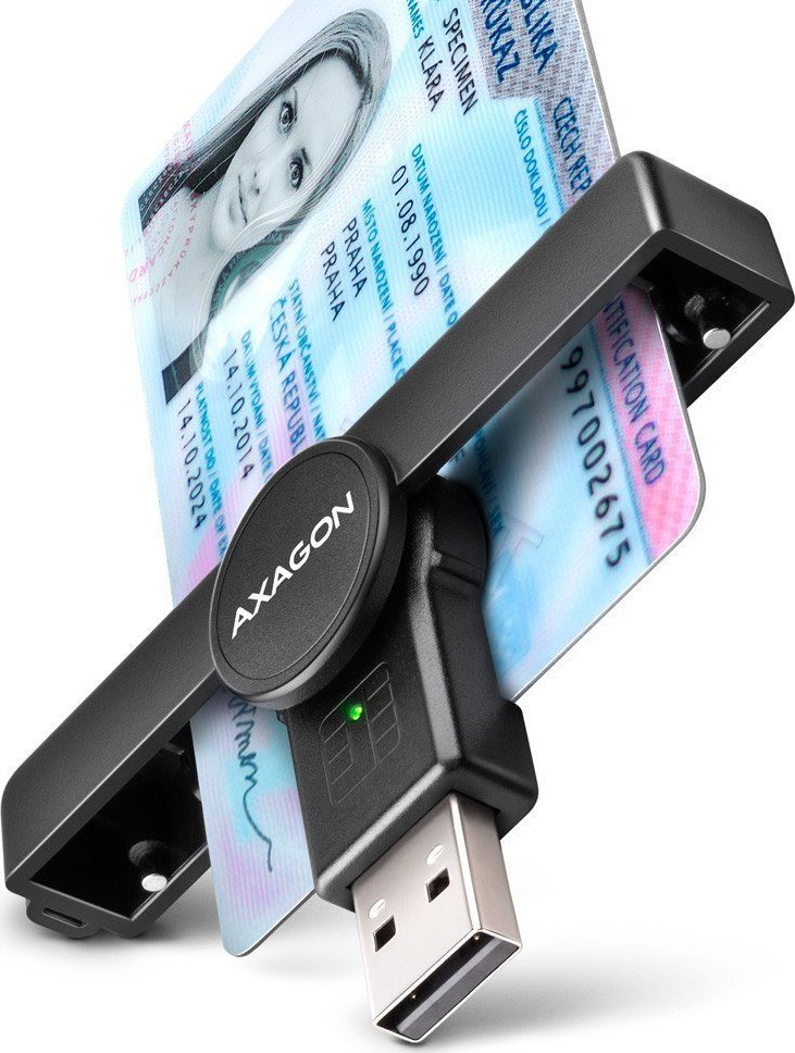 Axagon Foldable pocket USB-A contact Smart / ID card reader. karšu lasītājs