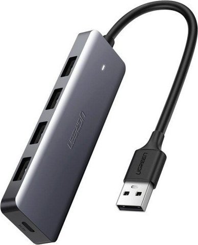 4-in-1 adapter UGREEN USB Hub to 4x USB 3.0 + USB-C (gray)