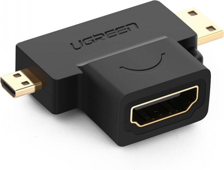 Adapter AV Ugreen HDMI Micro - HDMI Mini - HDMI czarny (UGR636BLK) UGR636BLK (6957303821440)