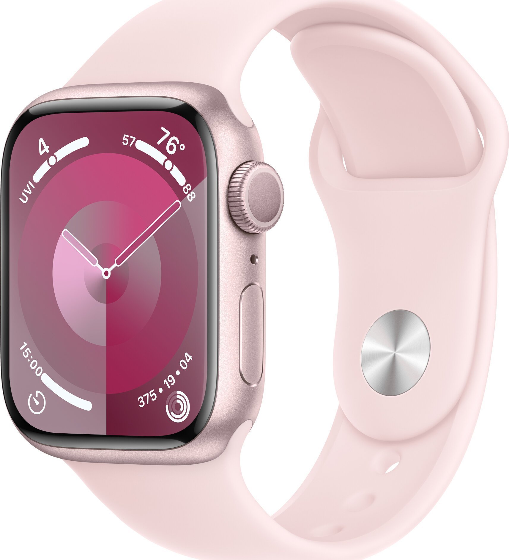 Apple Watch 9 GPS 41mm Rosé Alu Hellrosa Sportarmb. S/M Viedais pulkstenis, smartwatch