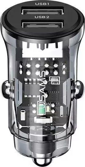 Ladowarka Usams Ladowarka samochodowa USAMS C31 3A 2xUSB-A Fast Charge czarny/black CC162CC01 USA795 (6958444901244) iekārtas lādētājs