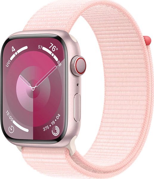 Watch Series 9 GPS + Cellular 45mm Pink Aluminium Case with Light Pink Sport Loop Viedais pulkstenis, smartwatch
