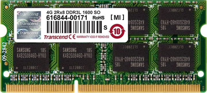 Transcend 4GB, 1600MHz, SO-DIMM 4GB DDR3 1600MHz Speichermodul (TS512MSK64W6N) operatīvā atmiņa