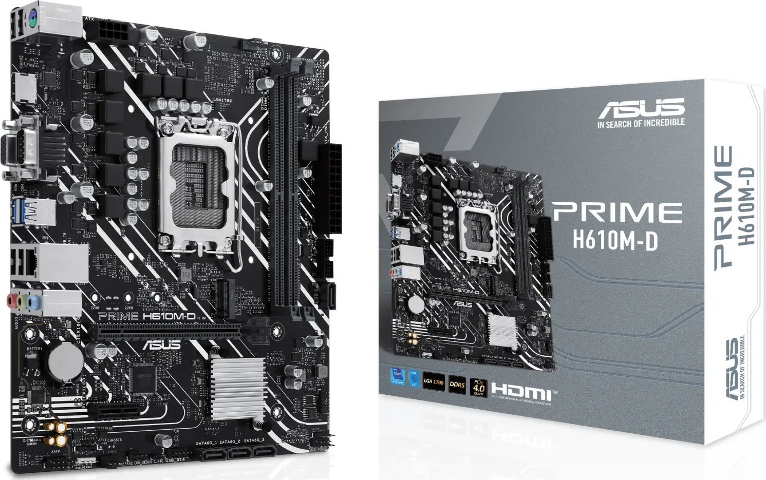 ASUS PRIME H610M-D LGA 1700 2DDR5 microA pamatplate, mātesplate