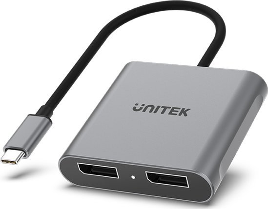 Adapter USB Unitek V1404A USB-C - HDMI x2 Srebrny  (V1404A) V1404A (4894160044921)