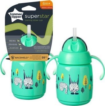 Tommee Tippee 478306 KUBEK SUPERSTAR ZE SLOMKA 300ML 6+ ZIELONY AK-39474 (5010415478306)