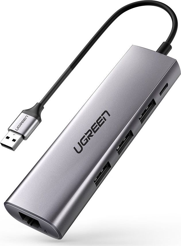 HUB USB Ugreen CM266 1x RJ-45  + 3x USB-A 3.0 (UGR443) UGR443 (6957303868124) USB centrmezgli