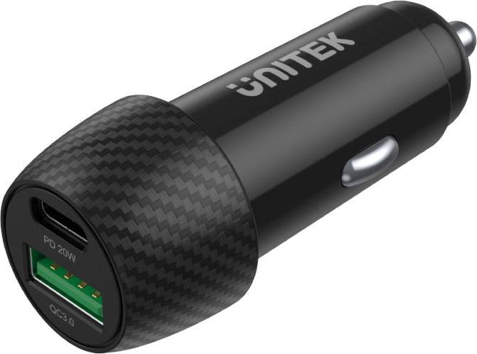 UNITEK CAR CHARGER 38W, USB-A USB-C, QC3.0, P1400A aksesuārs mobilajiem telefoniem