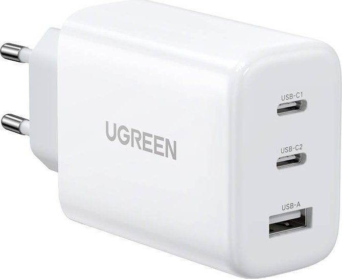 Ugreen charger CD275 wall charger, 2x USB-C, 1x USB, 65W (white) iekārtas lādētājs