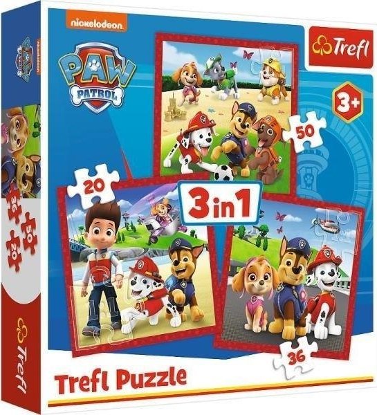 TREFL Puzzle 3in1 Happy dogs, Paw Patrol puzle, puzzle