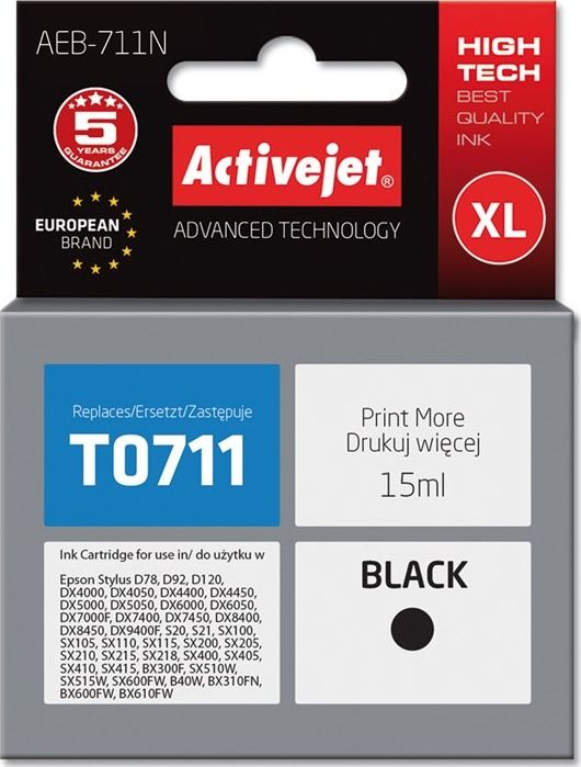 ActiveJet ink Epson T0711 Black kārtridžs