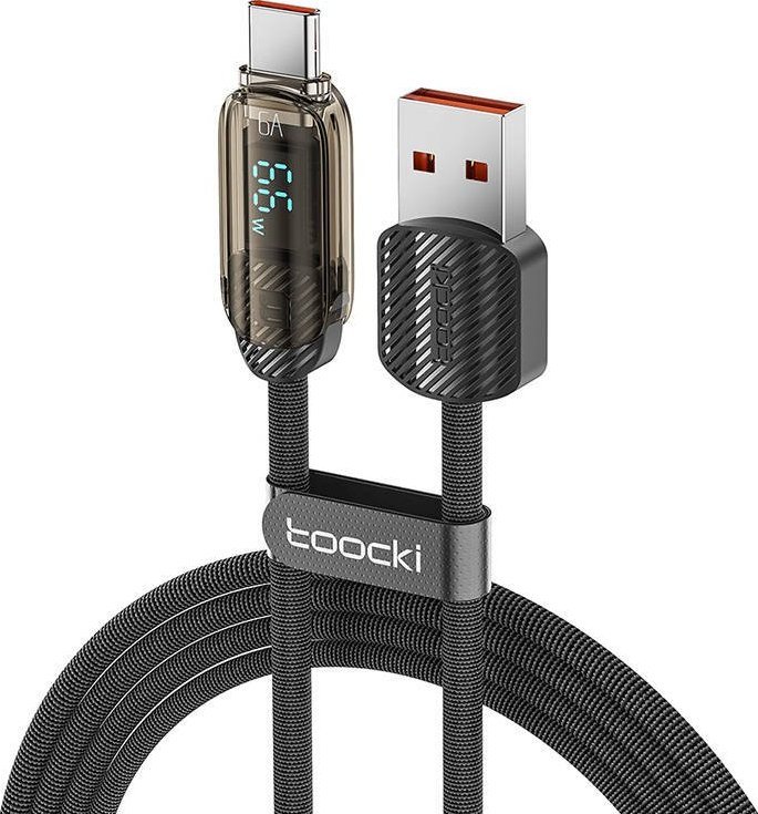 Kabel USB Toocki USB-A - USB-C 1 m Czarny (TXCTYX05) USB kabelis