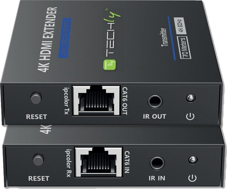 System przekazu sygnalu AV Techly Extender HDMI 4K*60Hz Cat.6/6a/7 Zero Latecy IR do 70m 364187 (8059018364187)