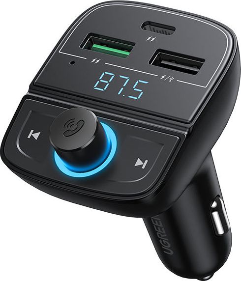 Ugreen FM Transmitter Bluetooth 5.0 car charger MP3 3x USB TF micro SD 4,8 A black (CD229) FM transmiteris