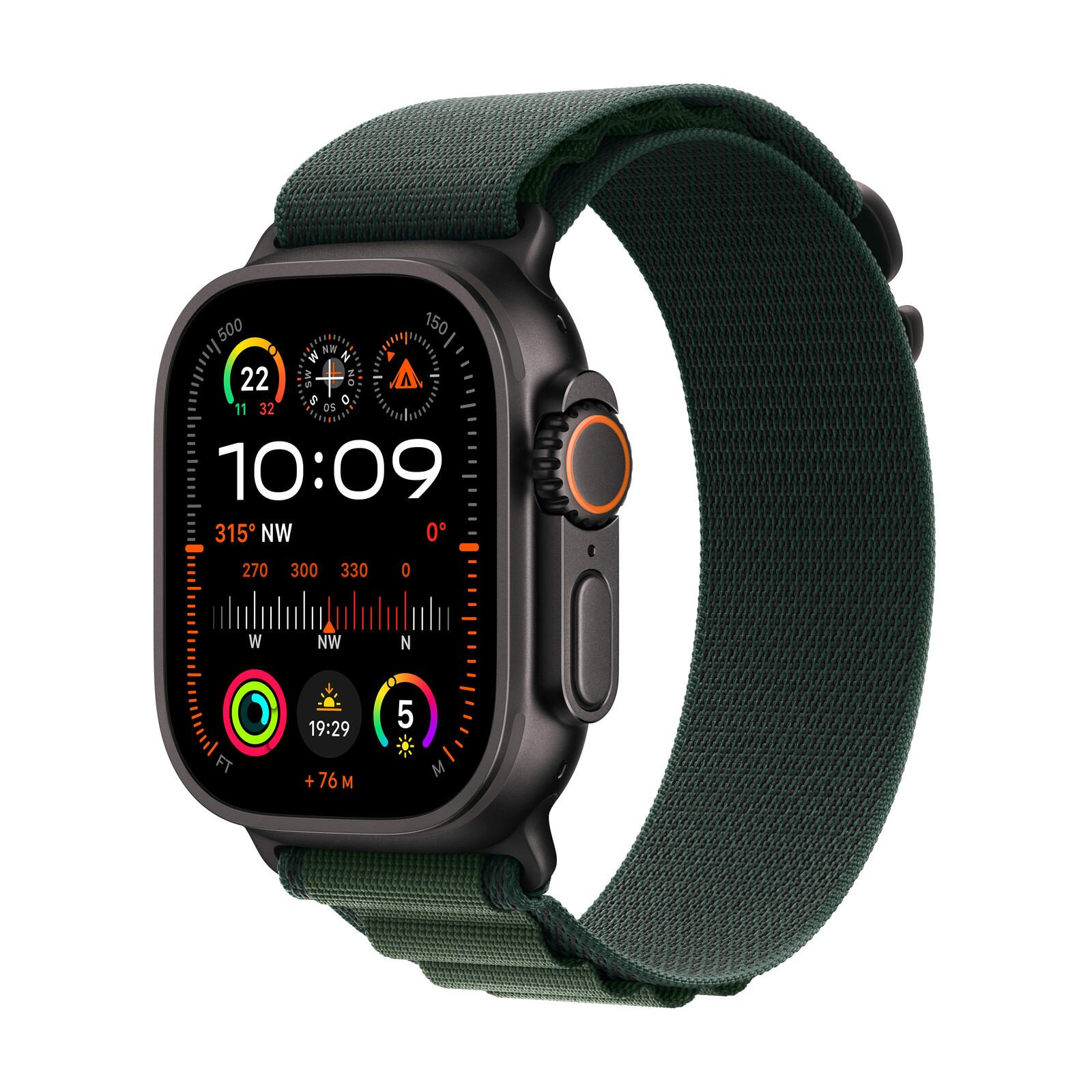 Apple Watch Ultra 2 49mm GPS+4G Titan Alpine Loop M Black/Green Viedais pulkstenis, smartwatch