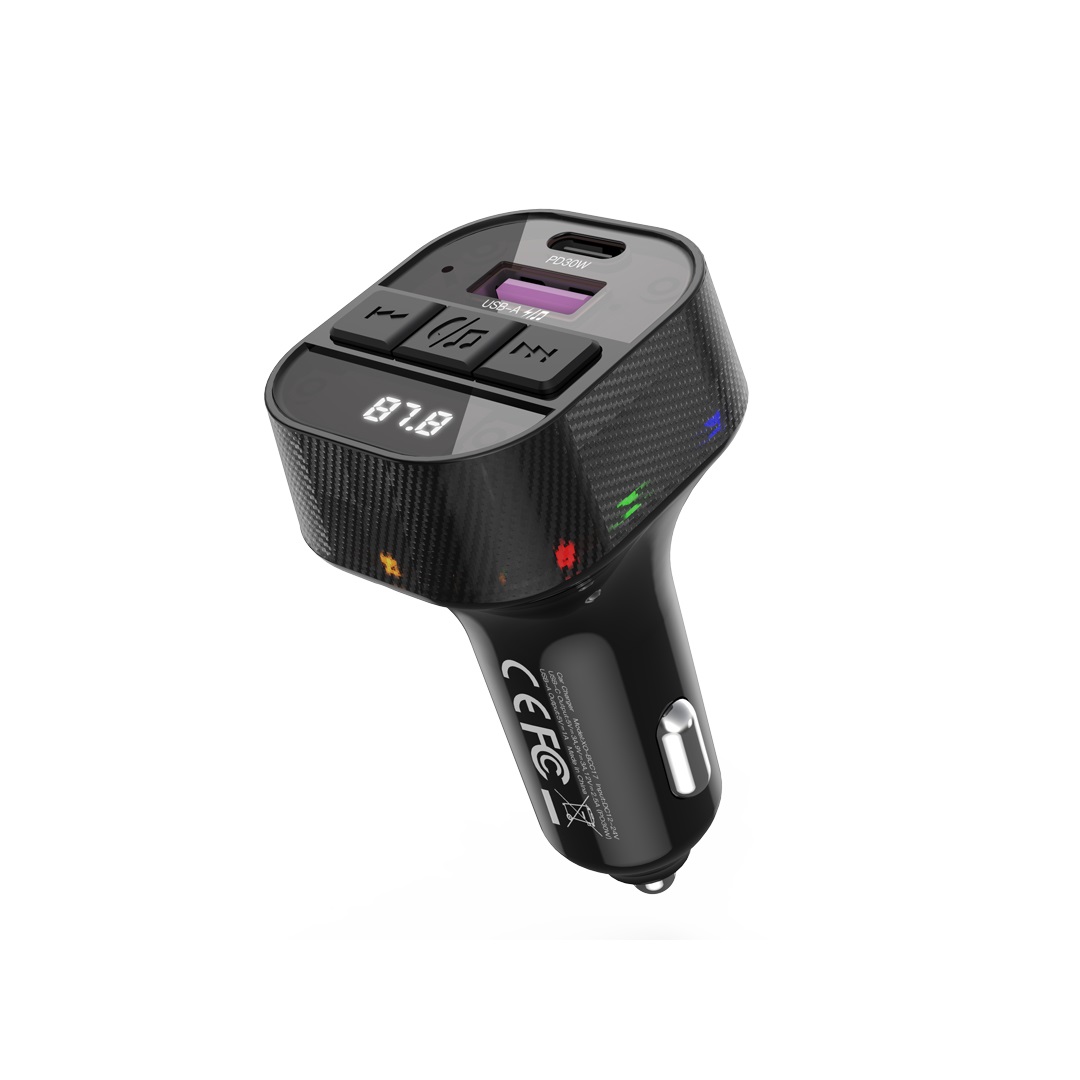 XO transmitter FM BCC17 Bluetooth MP3 car charger 30W black + cable USB-C - Lightning FM transmiteris