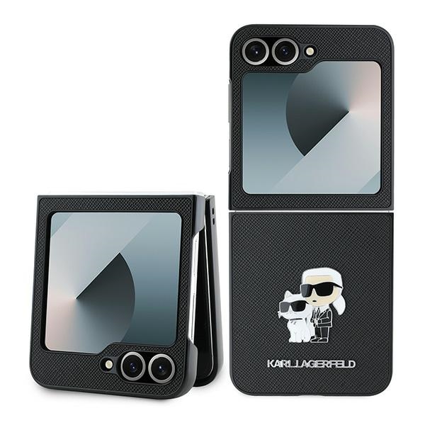 Karl Lagerfeld case for Samsung Galaxy Z Flip6 KF002200 black Saffiano Metal Pin KF002200 (3666339322502) maciņš, apvalks mobilajam telefonam