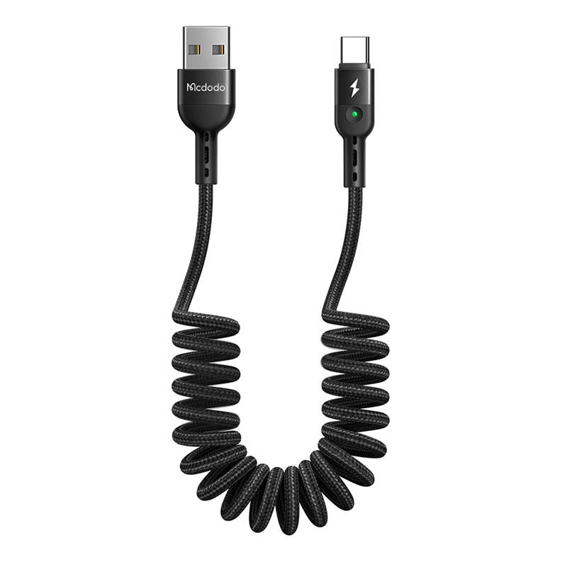 USB Spring Cable to USB-C Mcdodo Omega CA-6420 1.8m (Black) USB kabelis