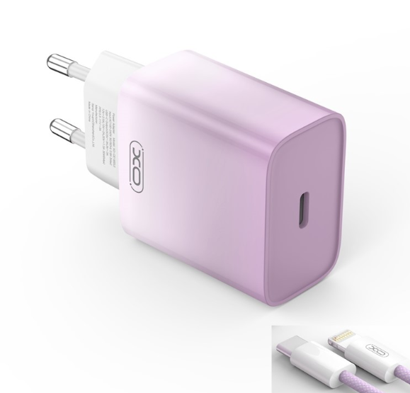 XO CE18 PD Tīkla Lādētājs 30W ar USB-C - USB-C Vads 1m CE18-VI-2 (6920680851713) iekārtas lādētājs