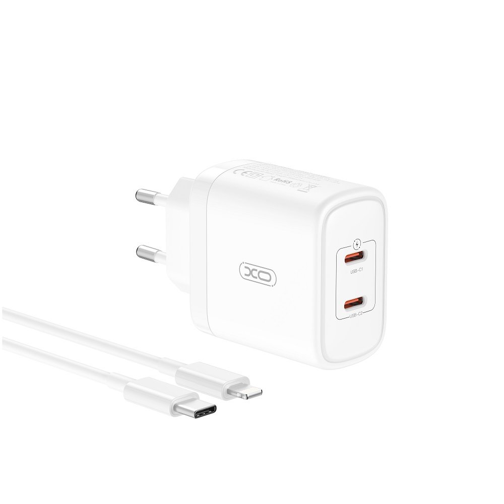 XO CE08 PD Tīkla Lādētājs 50W + USB-C Vads CE08-WH (6920680845828) iekārtas lādētājs