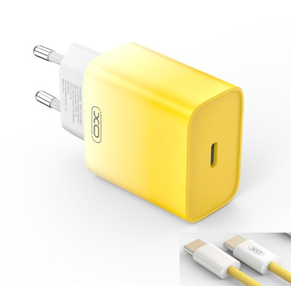 XO CE18 PD Tīkla Lādētājs 30W ar USB-C - Lightning Vads 1m CE18-YE1 (6920680851768) iekārtas lādētājs