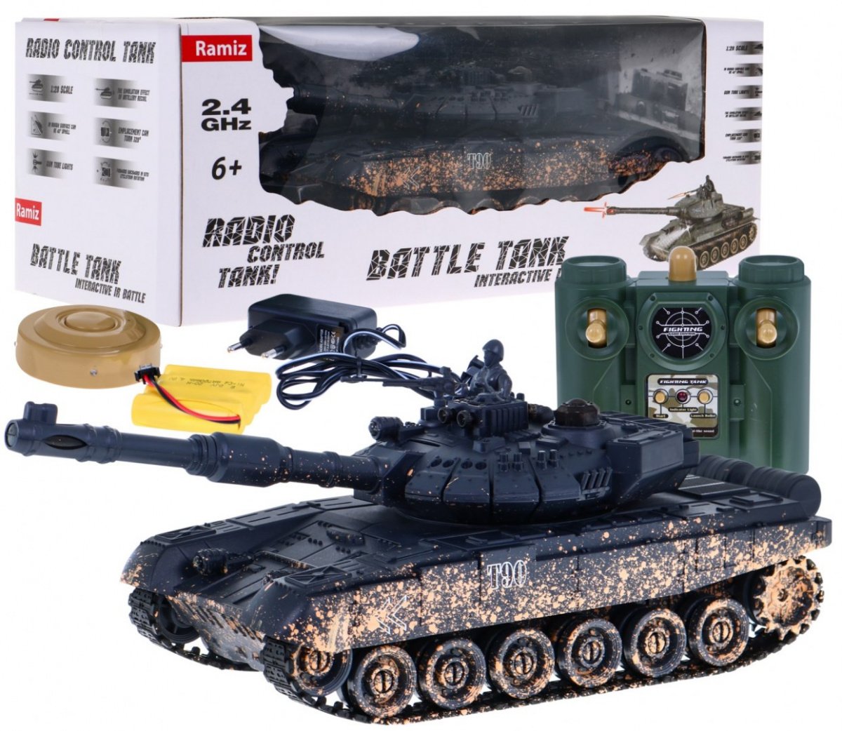 RoGer T-90 Camouflage Maskēšanās Rotaļu Tanks 1:28 ZRC.99811 (5903864910957) Radiovadāmā rotaļlieta