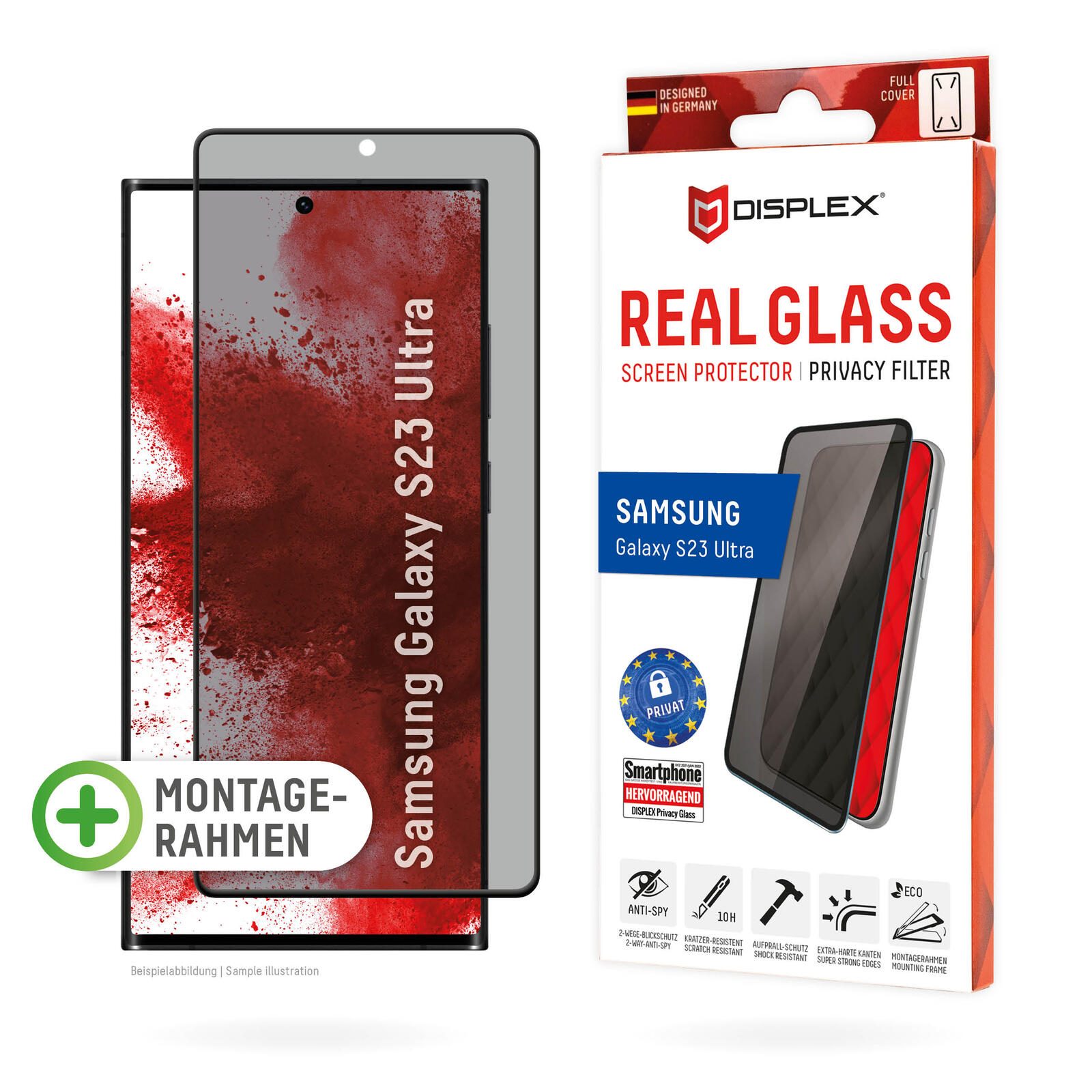 DISPLEX Privacy Glass 3D Samsung Galaxy S23 Ultra aksesuārs mobilajiem telefoniem