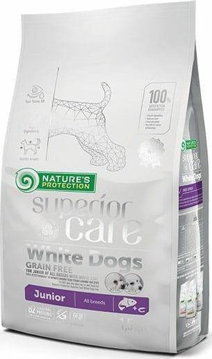 Nature's Protection Nature's Protection Superior Care White Dogs Grain Free Salmon Junior All Breeds visu veisliu balto kailio jaunu suniuku barība suņiem