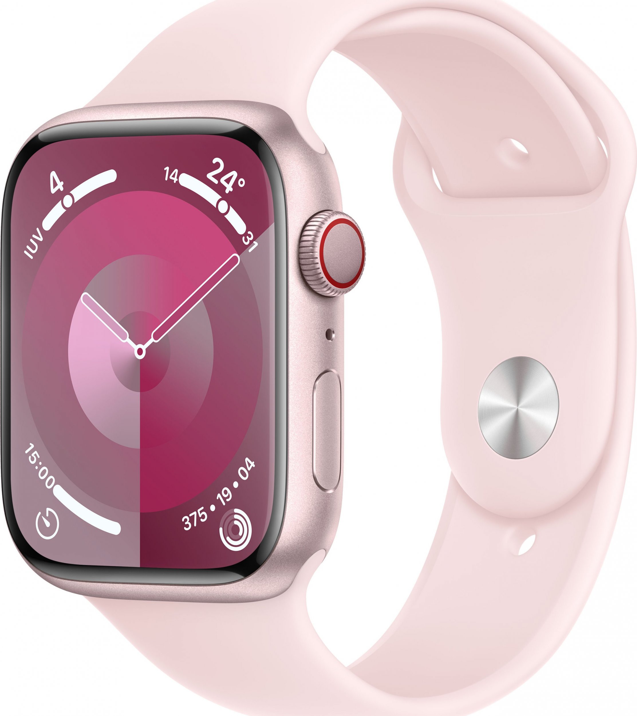 Watch Series 9 GPS + Cellular 45mm Pink Aluminium Case with Light Pink Sport Band - M/L Viedais pulkstenis, smartwatch