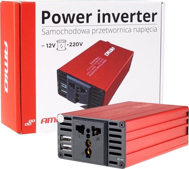 Przetwornica AMiO Przetwornica napiecia 12V/230V 300W/600W 2xUSB AMiO PI03 AMI-02470 (5903293024706) Strāvas pārveidotājs, Power Inverter
