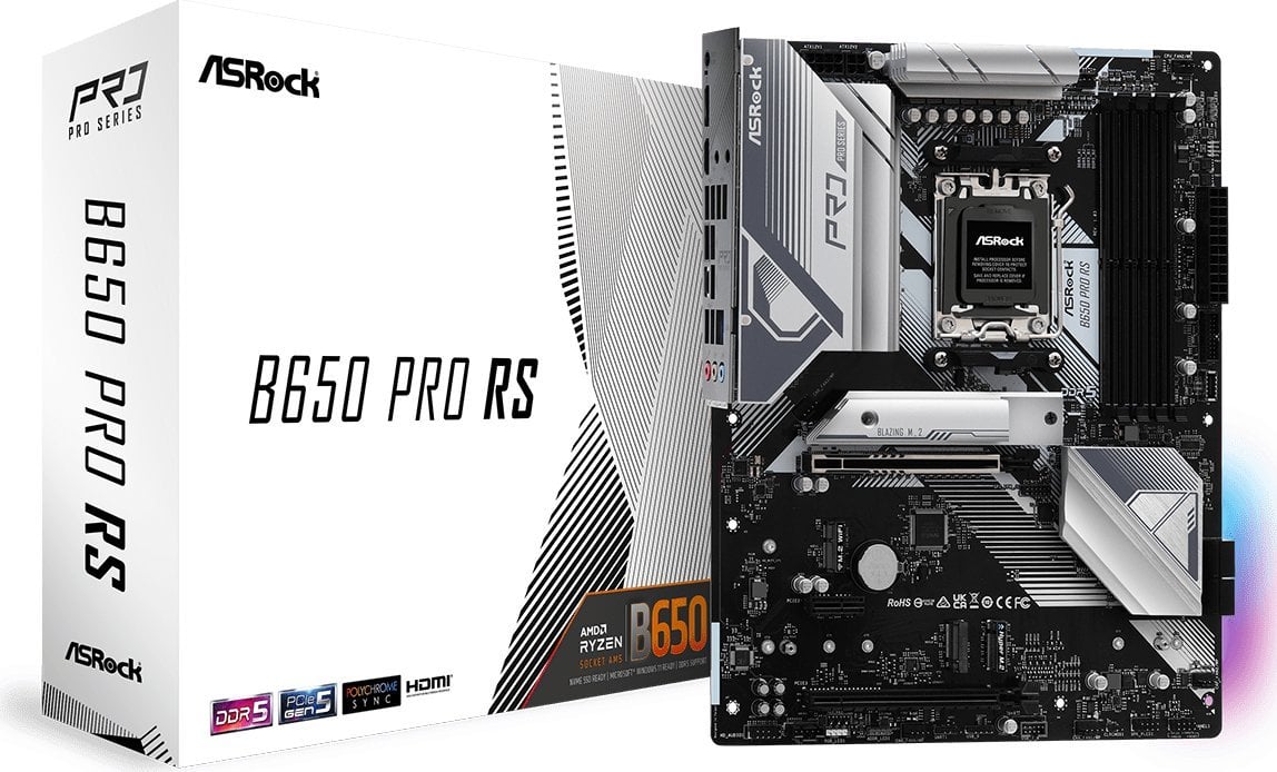 ASRock B650 Pro RS, AMD B650 Mainboard - Socket AM5, DDR5 pamatplate, mātesplate