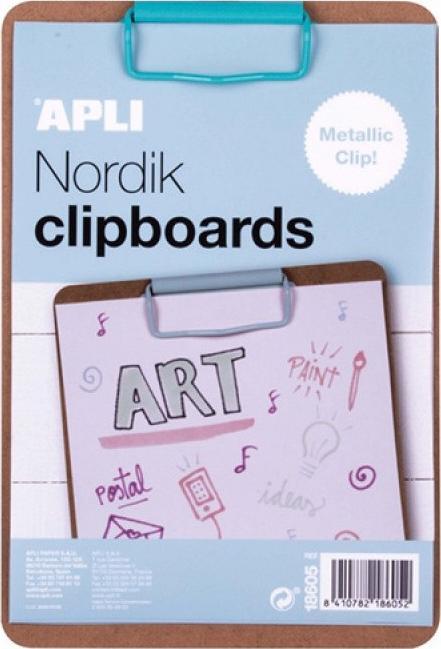 Apli Clipboard APLI Nordik, deska A5, drewniana, z metalowym klipsem, pastelowy niebieski AP18605 (8410782186052)