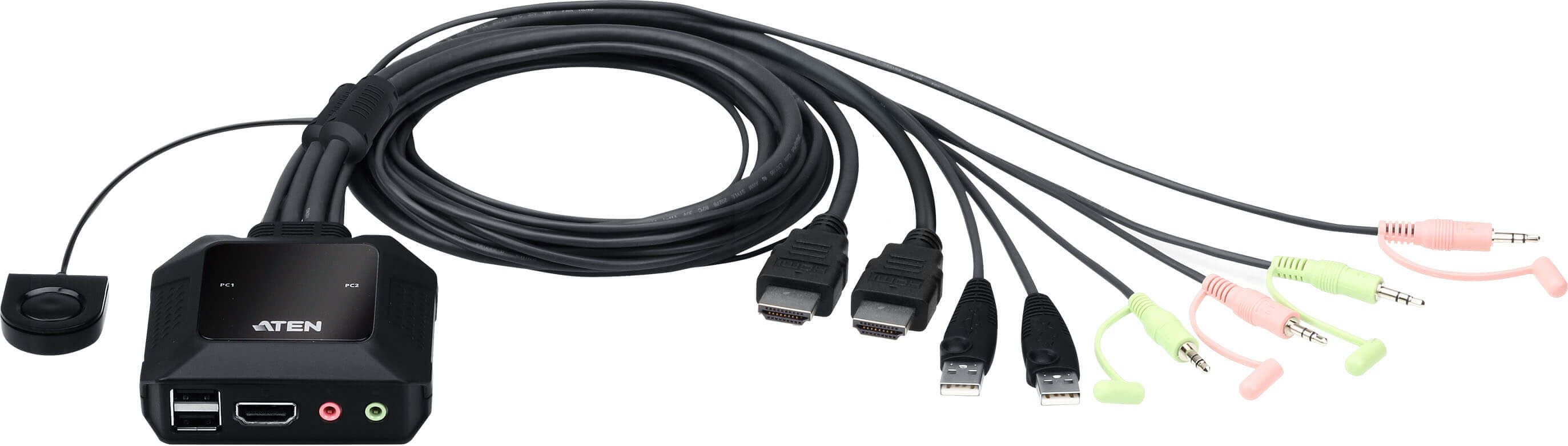 2-port USB 4K HDMI KVM Switch with Remote KVM komutators