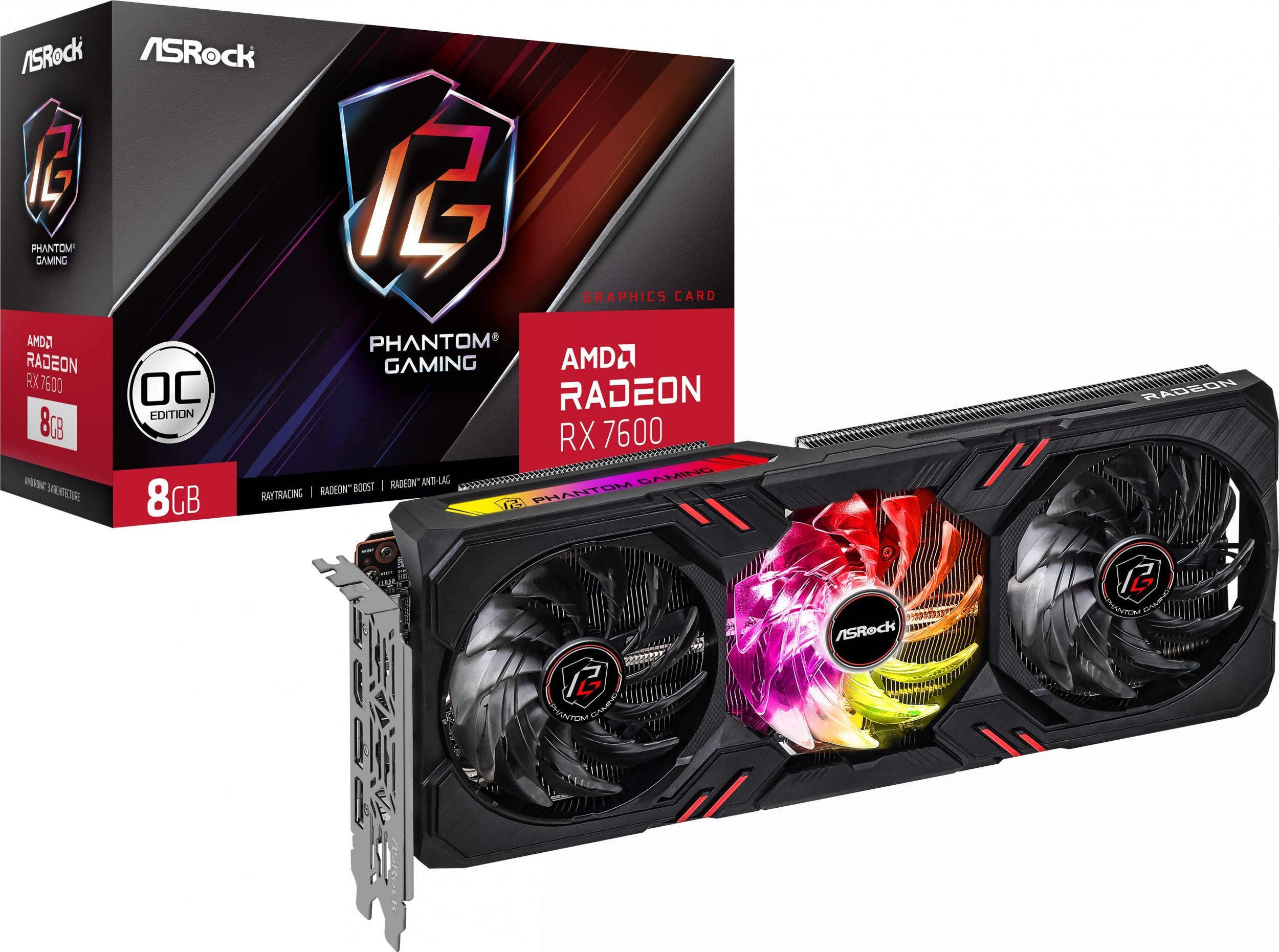 Graphoc card Radeon RX 7600 Phantom Gaming 8GB OC GDDR6 128bit video karte