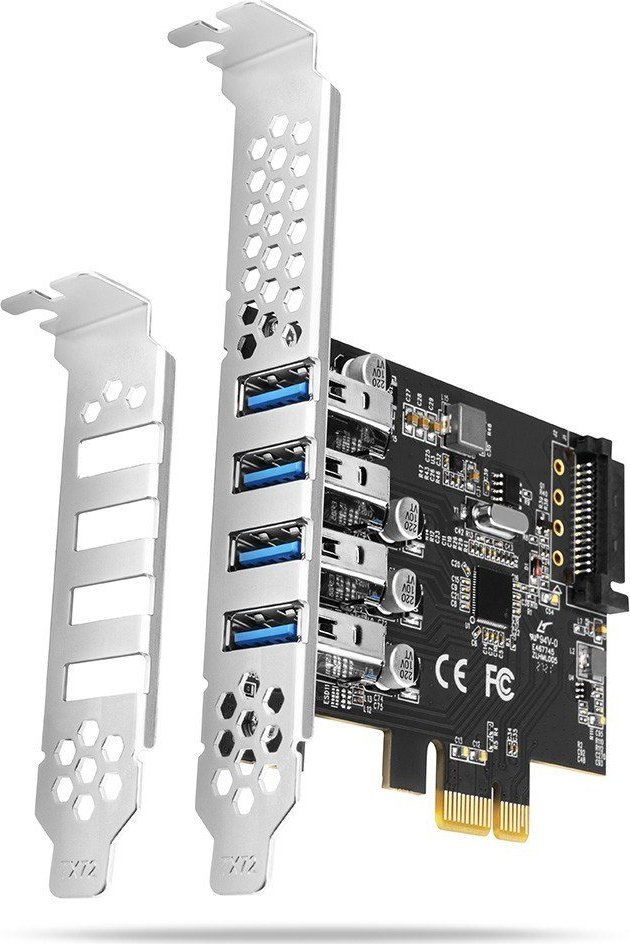 AXAGON PCEU-43RS PCIe Adapter 4x USB3.0 UASP VIA, 15-pin SATA Stromversorgung Datora korpuss