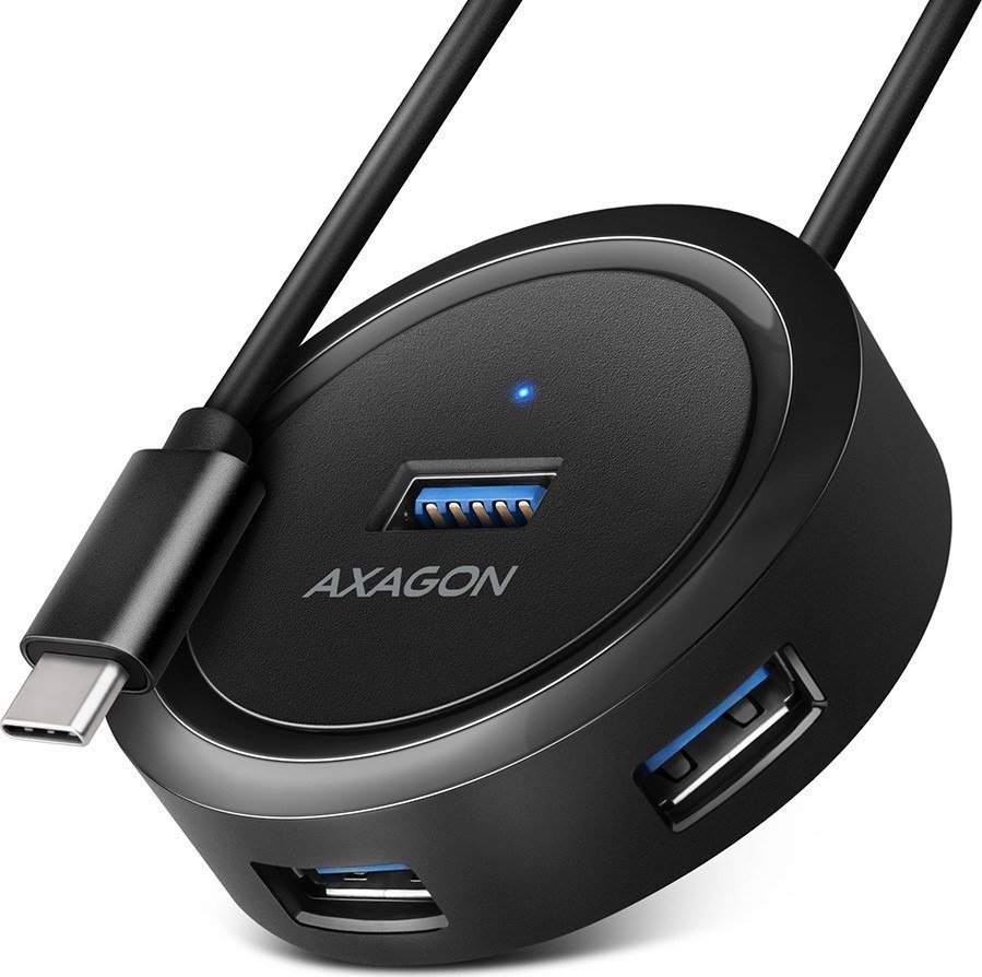 AXAGON HUE-P1C 4x USB 3.2 Gen 1, runder Hub, 30 cm USB-A-Kabel Datora korpuss