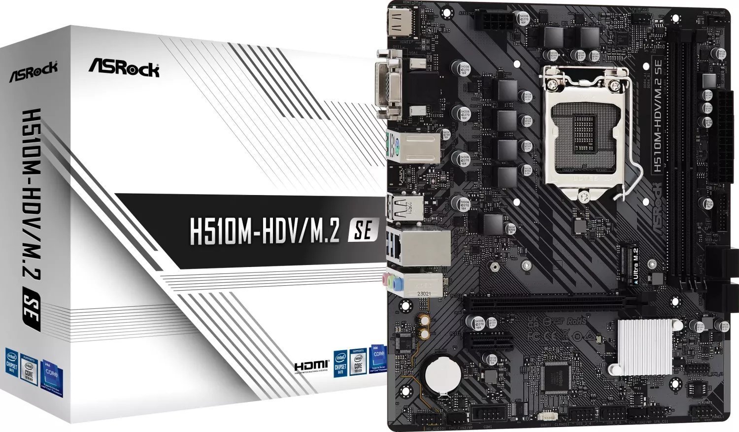 MB ASRock Intel 1200 H510M-HDV/M.2 SE pamatplate, mātesplate