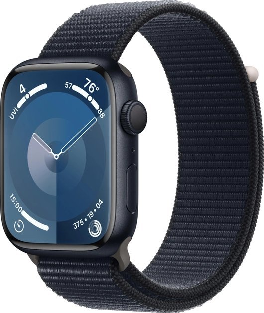 Watch Series 9 GPS 45mm Midnight Aluminium Case with Midnight Sport Loop Viedais pulkstenis, smartwatch