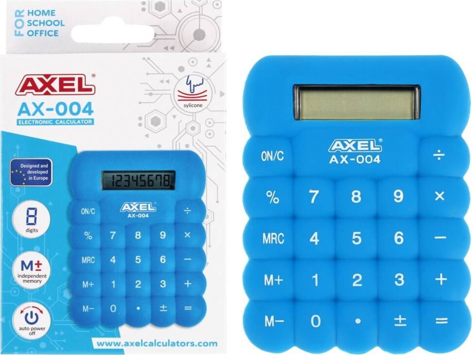 Kalkulator Axel KALKULATOR AXEL AX-004 SILIKON NIEB PUD 50/200 STK KAL2 (5908275149088) kalkulators
