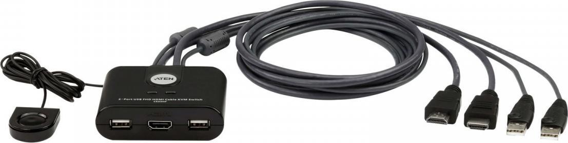 Aten 2-Port USB FHD HDMI Cable KVM Switch  CS22HF KVM komutators
