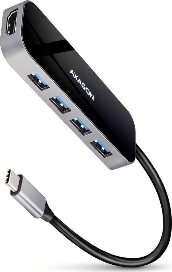 AXAGON HMC-6H4A USB-Hub, 4x USB-A + HDMI, USB-C 3.2 Gen 1, PD 100W - 20 cm USB-C-Kabel Datora korpuss