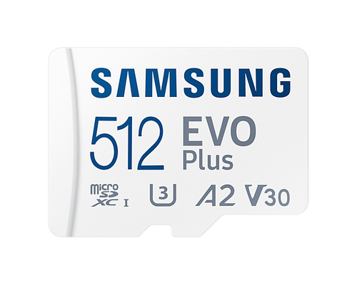 Samsung microSD Card EVO PLUS 512 GB, MicroSDXC, Flash memory class 10, SD adapter (atv. iepakoj.) atmiņas karte