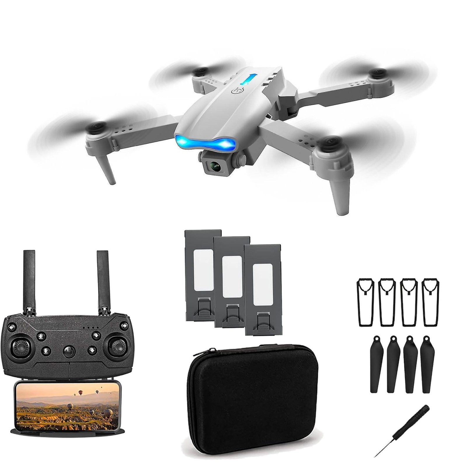 Drone E99 Pro | Drone set + 3 batteries + case | 1800mAh Droni un rezerves daļas