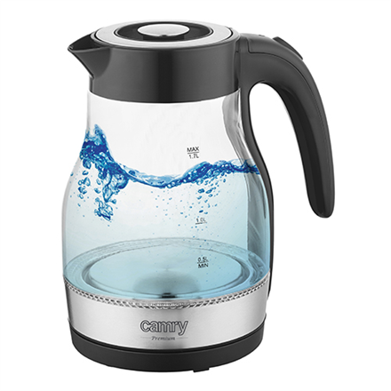 Camry Kettle CR 1300 Electric, 2200 W, 1.7 L, Stainless steel, 360 degrees  rotational base, Black Elektriskā Tējkanna